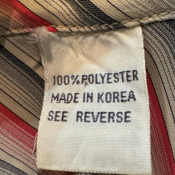 Vintage Lady Arrow Size 8 Made in Korea Striped Button High Collar Blouse - Picture 9 of 10